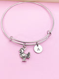 Silver Chicken Rooster Charm Bracelet, N554B