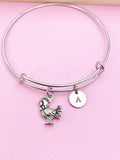 Silver Chicken Rooster Charm Bracelet, N554B