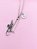 Silver Trumpet Charm Necklace Personalize Customize, N1377