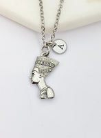 Silver Egyptian Queen Charm Necklace Queen Gifts Ideas Personalized Customized Made to Order, AN1958