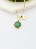 Gold Natural White Jade Charm Necklace, N3378