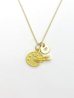 Gold Palette Charm Necklace Artist Teens Birthday Gifts Ideas Personalized Customized Made to Order, N5490