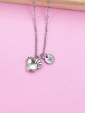 Silver Chicken Charm Necklace, Initial Pendant, Farmer Gift