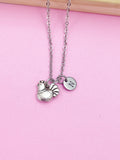 Silver Chicken Charm Necklace, Initial Pendant, Farmer Gift