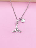 Silver Hockey Stick Charm Necklace Winter Sport Hockey Player Gift Ideas Personalized Customized Made to Order, AN156