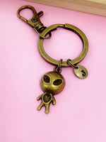 Antique Bronze UFO Charm Keychains UFO Pendant Keychains UFO Keyring Alien Keychain, N5478