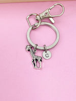 Silver Giraffe Charm Keychain Wildlife Zookeeper Gifts Idea Personalized Customized Made to Order,AN2670