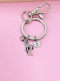 Silver Giraffe Charm Keychain Wildlife Zookeeper Gifts Idea Personalized Customized Made to Order,AN2670