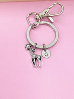 Silver Giraffe Charm Keychain Wildlife Zookeeper Gifts Idea Personalized Customized Made to Order,AN2670