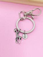 Silver Giraffe Charm Keychain Wildlife Zookeeper Gifts Idea Personalized Customized Made to Order,AN2670