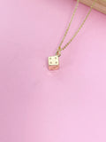 Dice Necklace, Gold Dice Necklace, Bunco Club Gift, Dainty Necklace, Delicate Minimal, N124