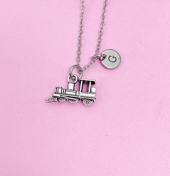 Silver Train Locomotive Necklace, Steam Train Charm, Steam Engine Train Charm, Streamliner Charm, Personalized Gift, N2206