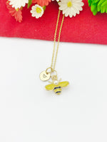 Gold Yellow Bee Insect Charm Necklace Spring Flower Gardener Gifts Ideas Personalized Customized Made to Order, N5496