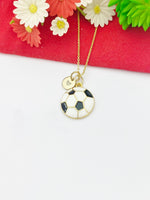 Gold Soccer Ball Charm Necklace Spring Soccer Player Team Gifts Ideas Personalized Customized Made to Order, N5497