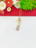 Gold Lipstick Charm Necklace Makeup Artist School Student Gifts Ideas Personalized Customized Made to Order, N5498