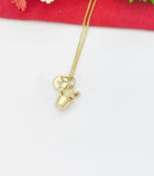 Gold Cactus Pot Charm Necklace Plant Biologist School Student Gifts Ideas Personalized Customized Made to Order, N5501