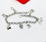 Baking Charm Bracelet, Baker Gift, Kitchen Mixer Charm, Measuring Cup Measuring Charm, Bundt Pan Charm, Personalized Initial, N1233