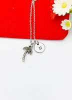 Silver Coconut Tree Charm Necklace Plant Biologist School Student Gifts Ideas Personalized Customized Made to Order, N789