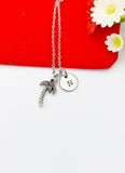 Silver Coconut Tree Charm Necklace Plant Biologist School Student Gifts Ideas Personalized Customized Made to Order, N789