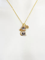 Gold Tabby Cat Charm Necklace Veterinarian School Student Gifts Ideas Personalized Customized Made to Order, N5503