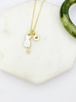 Gold Cute White Cat Charm Necklace Animal Shelters Workers Gifts Ideas Personalized Customized Made to Order, N5506