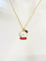 Gold Christmas Crystal Ball Charm Necklace Christmas Gifts Ideas Personalized Customized Made to Order, N5511