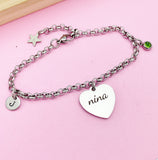 Personalized Nina Charm Bracelet, Initial Stainless Steel Jewelry, N3386