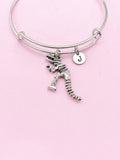 T Rex Dinosaur Charm Bracelet, Paleontologist Gift, Personalized Initial