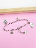 Silver Daughter Sunflower Charm Bracelet Stepdaughter Daughter Gifts Ideas Personalized Customized Made to Order Jewelry N1383