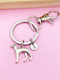 Silver Greyhound Charm Keychain, Greyhound Pet Gift Ideas Personalized Customized Made to Order, N1583