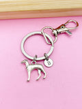 Silver Greyhound Charm Keychain, Greyhound Pet Gift Ideas Personalized Customized Made to Order, N1583