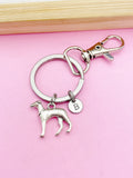 Silver Greyhound Charm Keychain, Greyhound Pet Gift Ideas Personalized Customized Made to Order, N1583