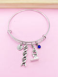 Silver Microscope DNA Charm Bracelet Forensic Scientist Microbiologist Gifts Ideas Personalized Customized Jewelry, N4581