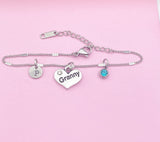 Personalized Granny Charm Bracelet, Initial, Birthstone,