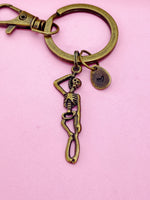 Bronze or Silver Halloween Skeleton Keychain, Personalized Gift, N1245