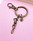Bronze or Silver Halloween Skeleton Keychain, Personalized Gift, N1245