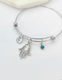 Silver Hamsa Star of David Charm Bracelet Protective Gift Ideas Personalized Customized Made to Order Jewelry, AN4633