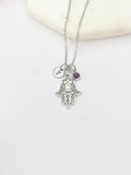 Silver Hamsa Star of David Charm Necklace Sister Birthday Gifts Ideas Personalized Customized Jewelry, AN4633