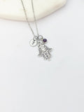 Silver Hamsa Star of David Charm Necklace Sister Birthday Gifts Ideas Personalized Customized Jewelry, AN4633