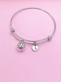 Soccer Ball Bracelet, Initial Charm, Personalized Soccer Jewelry