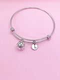 Soccer Ball Bracelet, Initial Charm, Personalized Soccer Jewelry