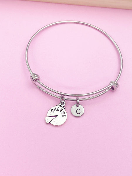 Silver Cheese Charm Bracelet Cheese Wine Lover Gifts Ideas Personalized Customized Made to Order, N5519