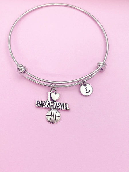 Silver I Lover Basketball Charm Bracelet Basketball Team Coach Gift Ideas Personalized Customized Made to Order Jewelry, N4531