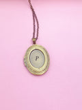 Antique Bronze Oval Locket Necklace Personalized Customized Monogram Made to Order Jewelry, D389