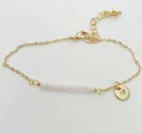 Gold Rose Quartz Gemstone Bracelet October Birthday Mother's Day Gifts Ideas Personalized Customized Made to Order, N5541