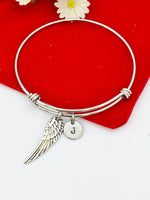 Silver Guardian Angel Wing Charm Bracelet Guardian Angel Gift Ideas Personalized Customized Made to Order Jewelry, AN1465