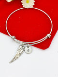 Silver Guardian Angel Wing Charm Bracelet Guardian Angel Gift Ideas Personalized Customized Made to Order Jewelry, AN1465