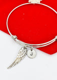Silver Guardian Angel Wing Charm Bracelet Guardian Angel Gift Ideas Personalized Customized Made to Order Jewelry, AN1465