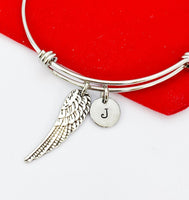 Silver Guardian Angel Wing Charm Bracelet Guardian Angel Gift Ideas Personalized Customized Made to Order Jewelry, AN1465