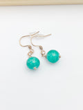 Rose Gold Natural Jade Gemstone Earrings Mother's Day Birthday Gifts Ideas Personalized Customized Made to Order, EN2911